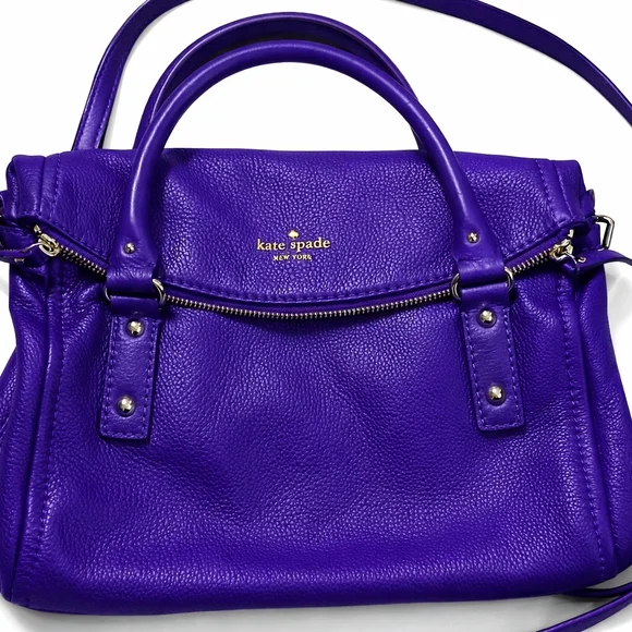 Kate Spade Cobble Hill Small Leslie Satchel Purple Pebbled Leather Crossbody - Picture 1 of 14